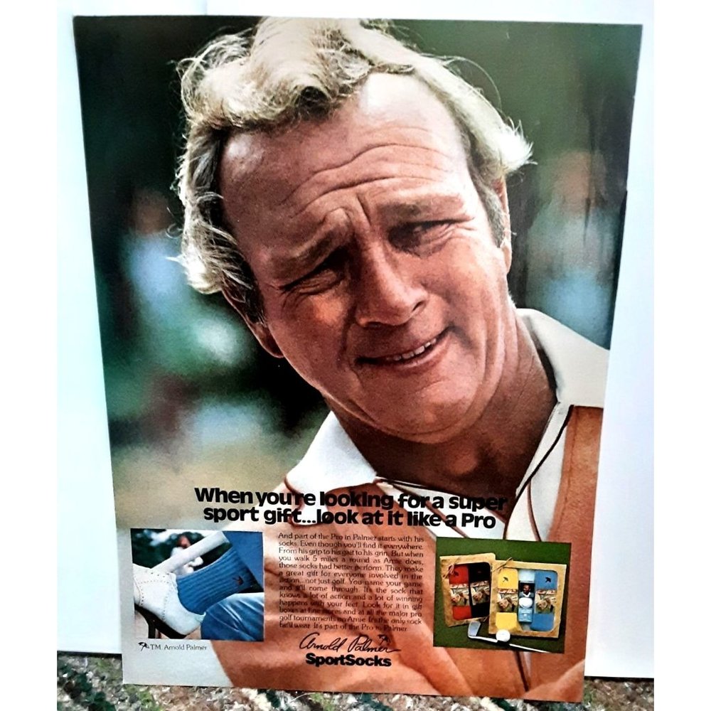 1975 Arnold Palmer Sport Socks Golf Original Vintage Print ad